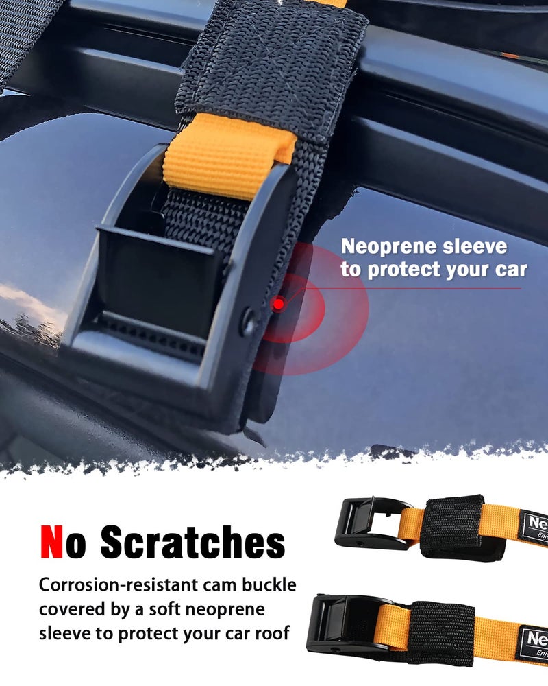 WONITAGO Rack Strap Tie Down Straps for Surfboard SUP Paddleboard Kayak Snowboard and Canoes, 15 Feet (Pair), Yellow - Image 3